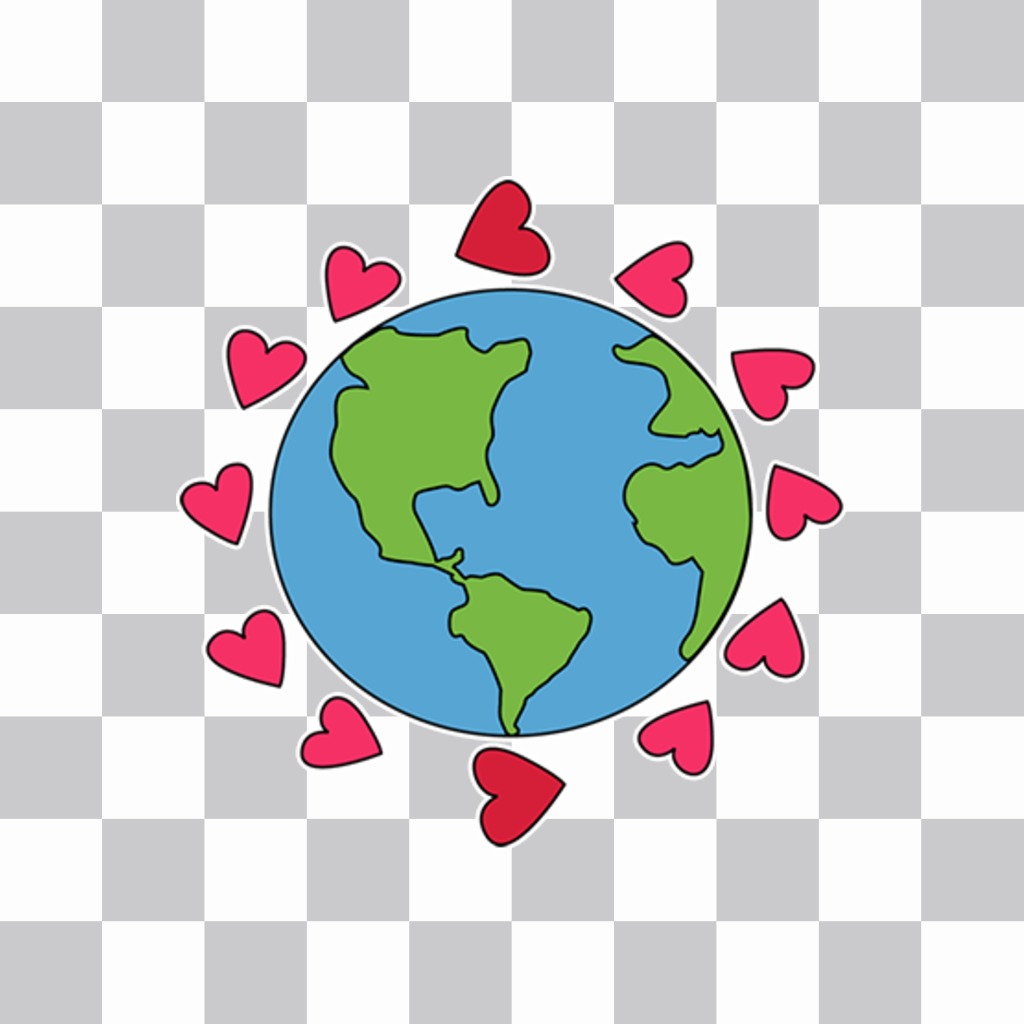 Sticker para decorar tus fotos con el mundo rodeado de corazones ..