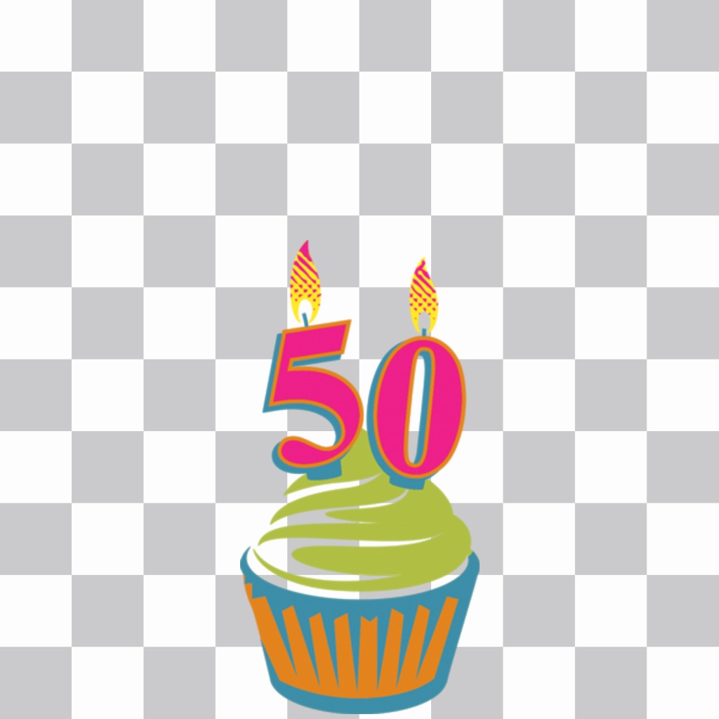 Fotomontaje para celebrar 50 años pegando un cupcake en tu foto ..
