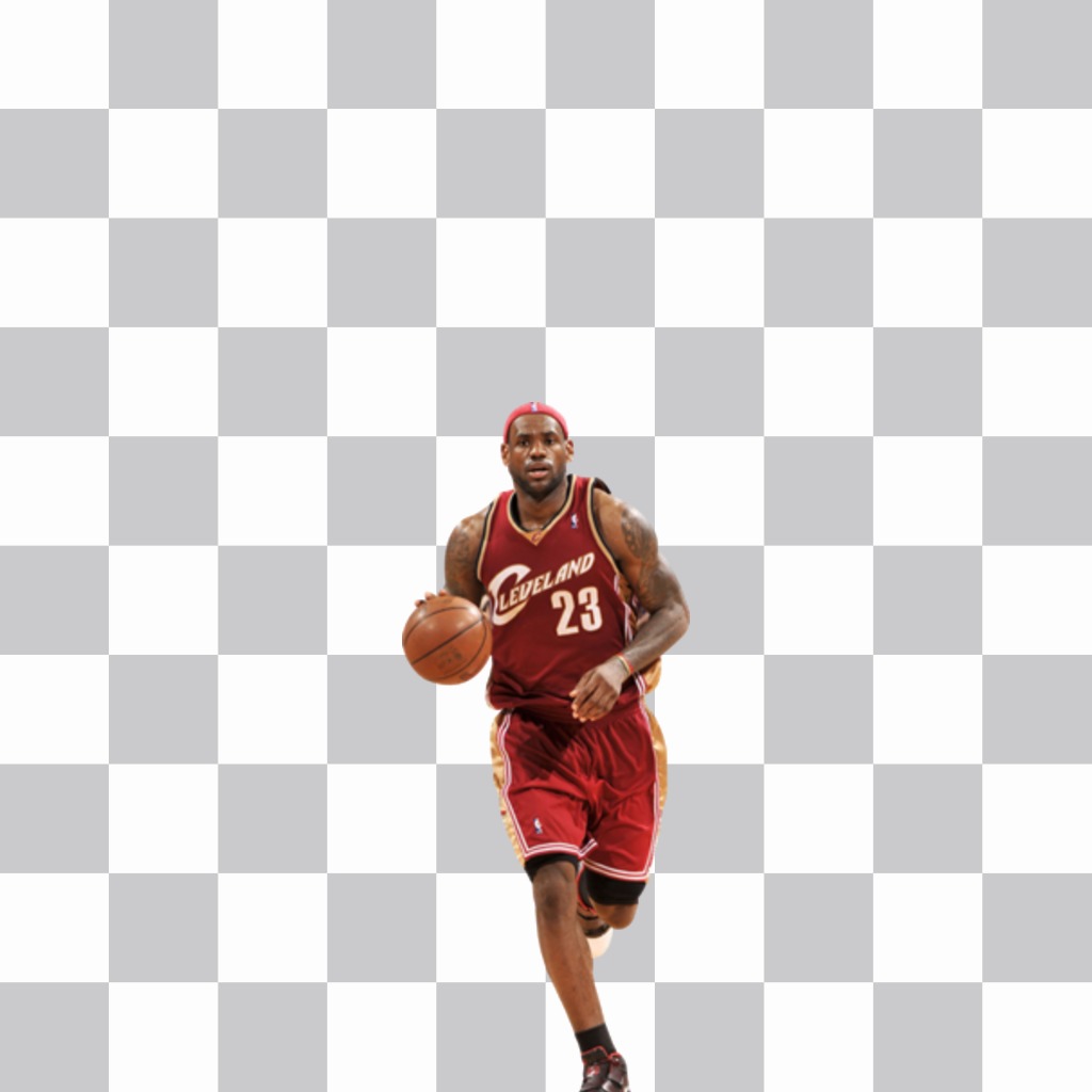 Sticker para poner en tus fotos a Lebron James jugando baloncesto 