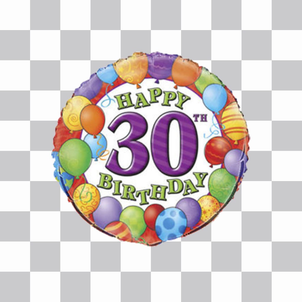 Sticker decorativo para celebrar un cumpleaños número 30 con tu foto ..