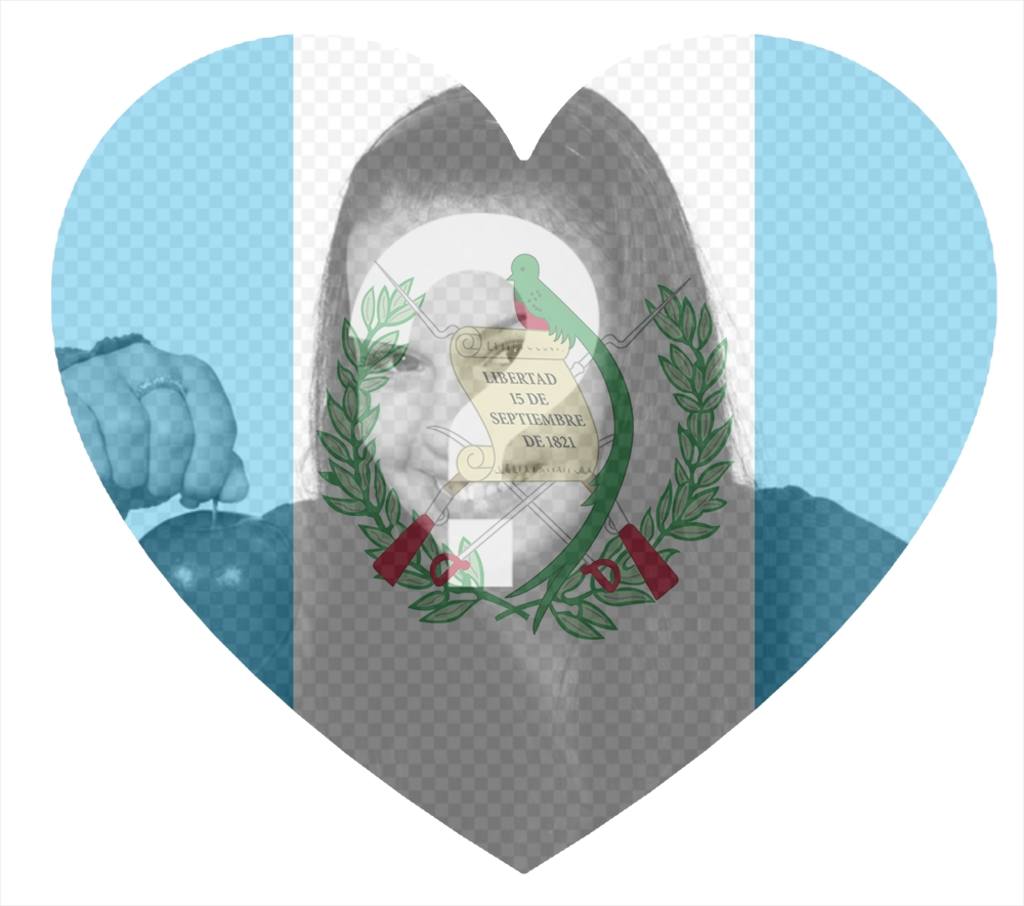 Foto efecto para añadir tu foto dentro de un corazón con la bandera de Guatemala ..