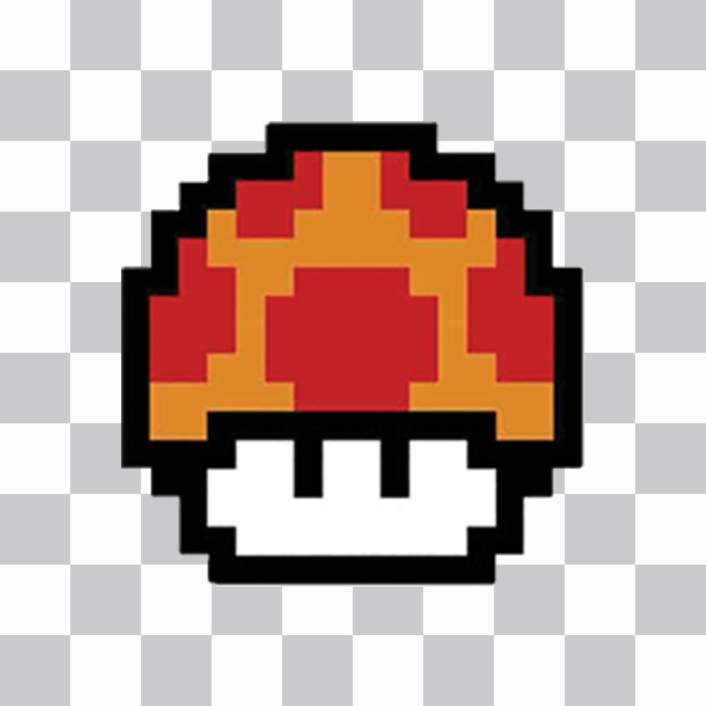 Hongo pixelado del juego Mario Bros para pegar en tus imágenes ..