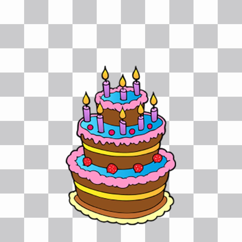 Colorida torta de cumpleaños con velas para pegar y decorar tu imagen ..