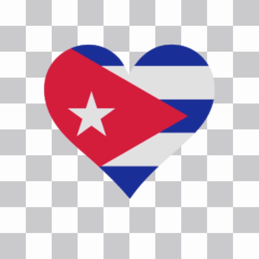 Bandera de Cuba en forma de corazón para poner en tus